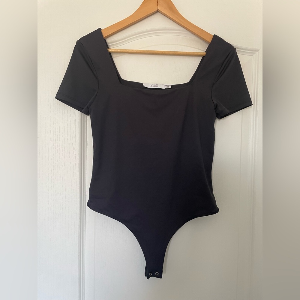 Black Square Neck Bodysuit